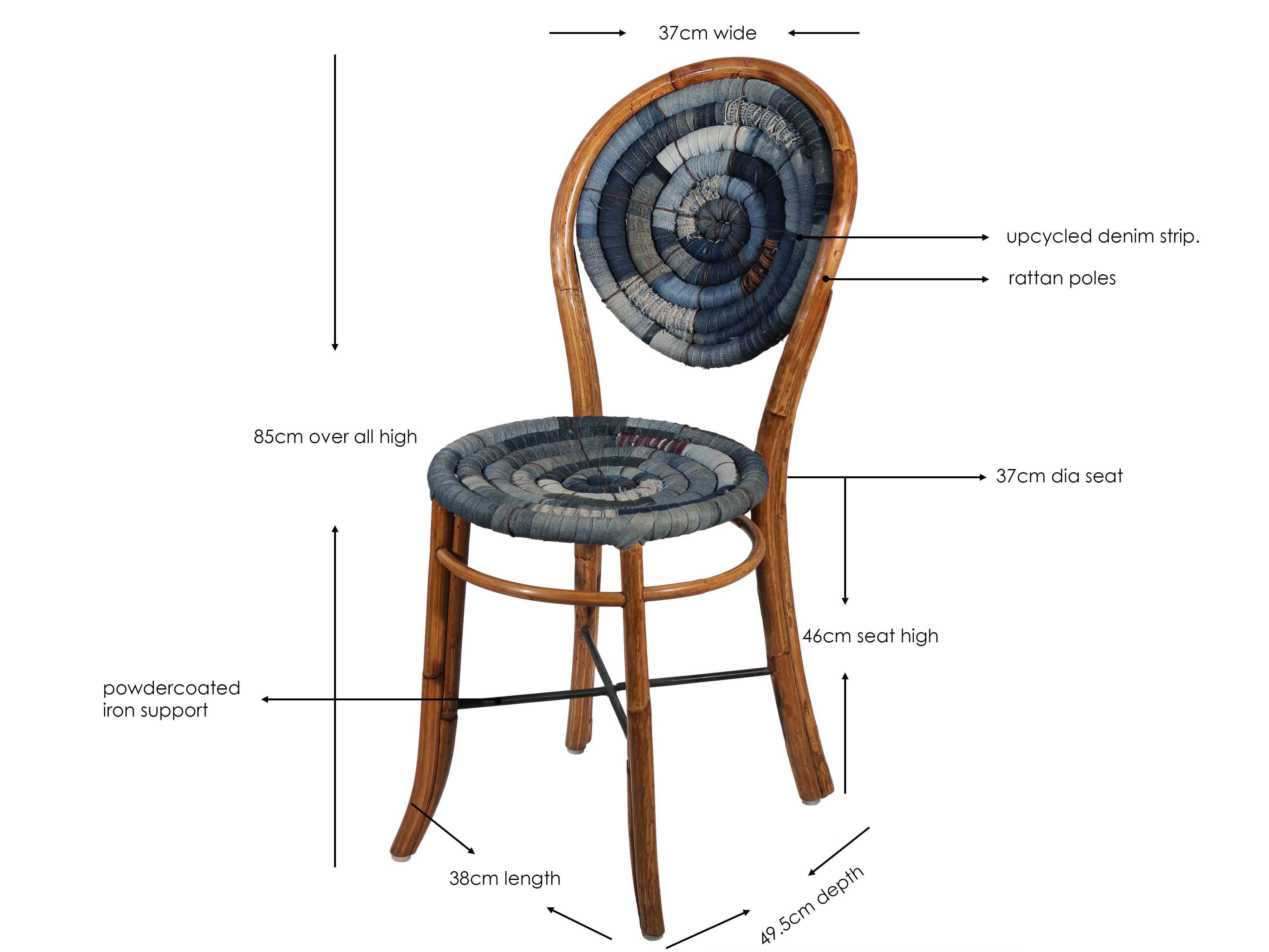 Denim-Rattan Bistro Side Chair